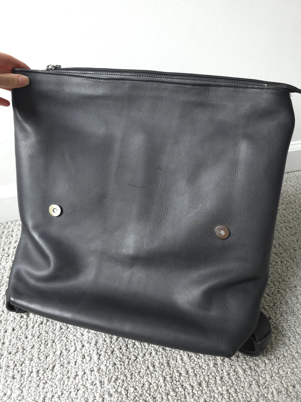 Black Leather & Suede Unisex Backpack, Handmade